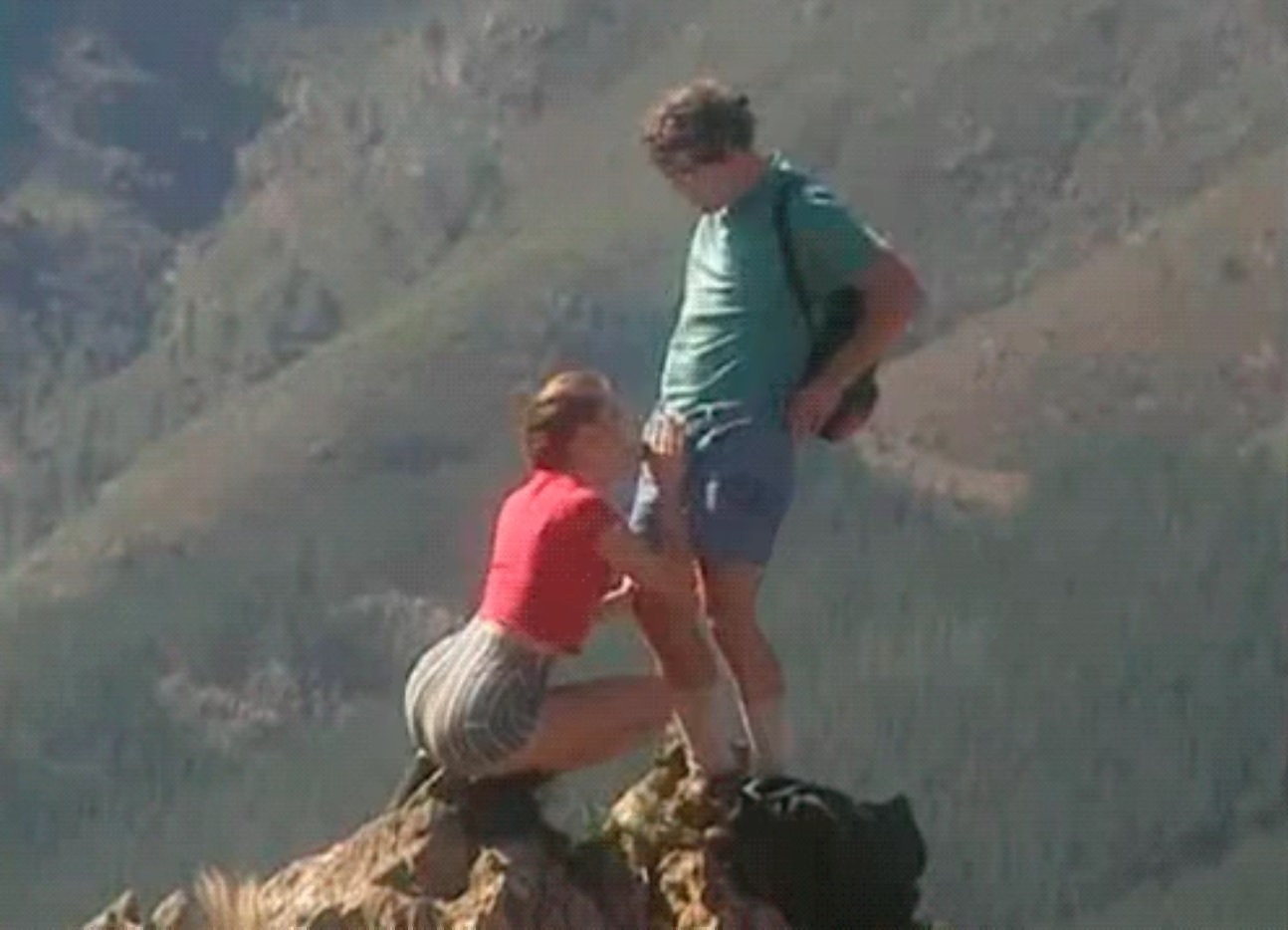 Rough anal fuck during hiking teen